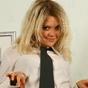 Naughty secretary Amber upskirts and takes off her uniform