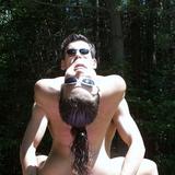 Adam and Eve having sex outdoors