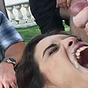 He cums in the wife's mouth while hubby watches