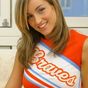 Cheerleader outfit with dark tan stockings