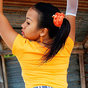 Joon Mali upskirt shots in a denim mico mini and orange shirt skirt