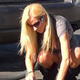 Blonde facial at car wash