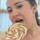 Lollipop eating, innocent looking 18 years old girl is sucking dick and getting her pussy drilled!