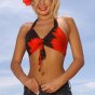 Hot blonde Sasha Von wearing gorgeous red bikini and red lipstick