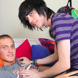 One emo twink being foolish with his banging buddy naked on bed!