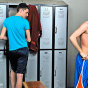 Hot Twinks fucking action in locker room with unexpected threesome