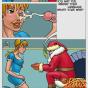 Big titted perverse comics whore riding Santa`s huge pecker