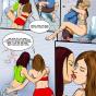 Two irresistible comics lesbians licking their pussies and fucking a lucky dude