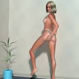 3D babe Pamela showing her bronzed body
