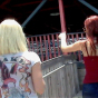 See molly and her lesbian girl make out on the rollercoaster then head home for some hot dildo pussy shoving