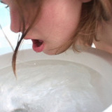 White trash teen drink piss and fucks a toilet brush