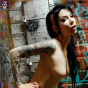 Goth Babe strips naked in punk bathroom