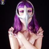 Slippery purple haired Szandora in chrome Cell mask