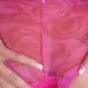 Horny blonde in pink undies loves the finger