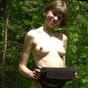 Sexy teen undressing and letting out her hot stream outdoors