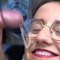 secretary takes jizz over her nose and glasses